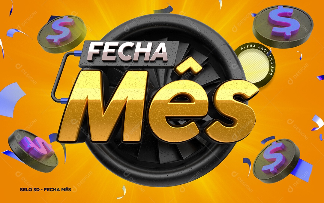 Selo 3D Para Composição Fecha Mês PSD