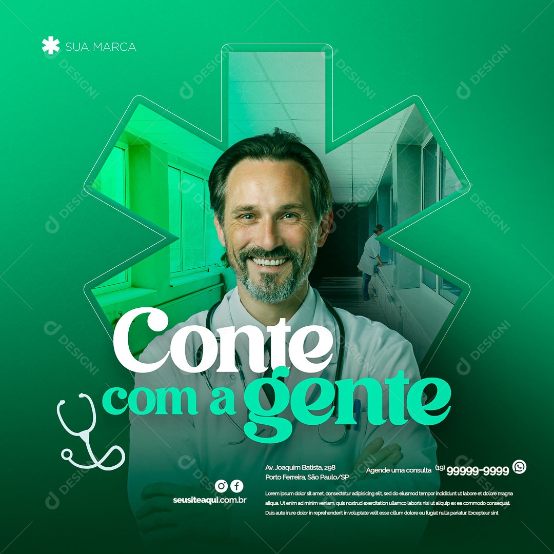 Social Media Clínica Médica Atendimento Médico Home Care PSD Editável