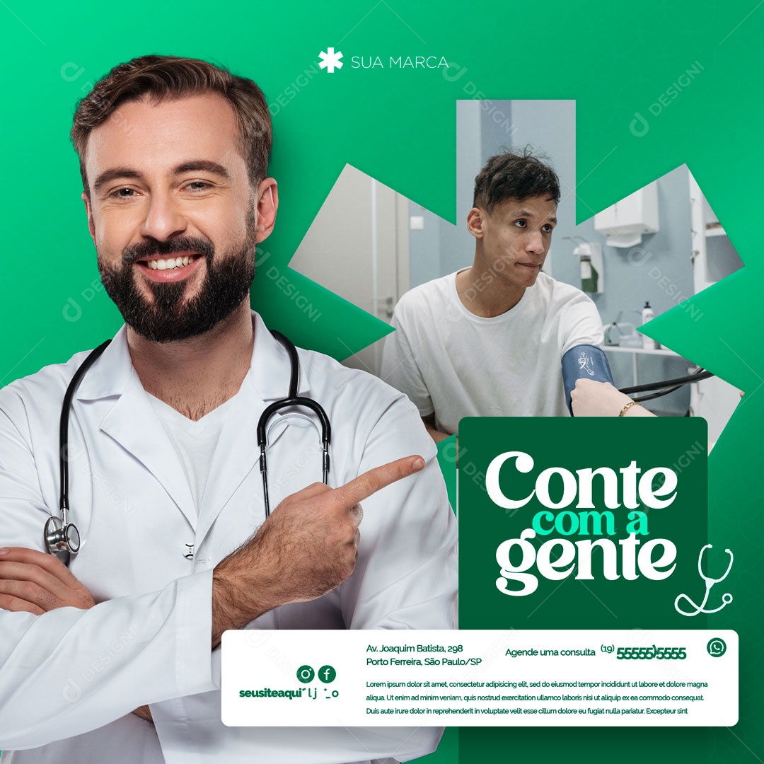 Social Media Clínica Médica Conte com a Gente PSD Editável