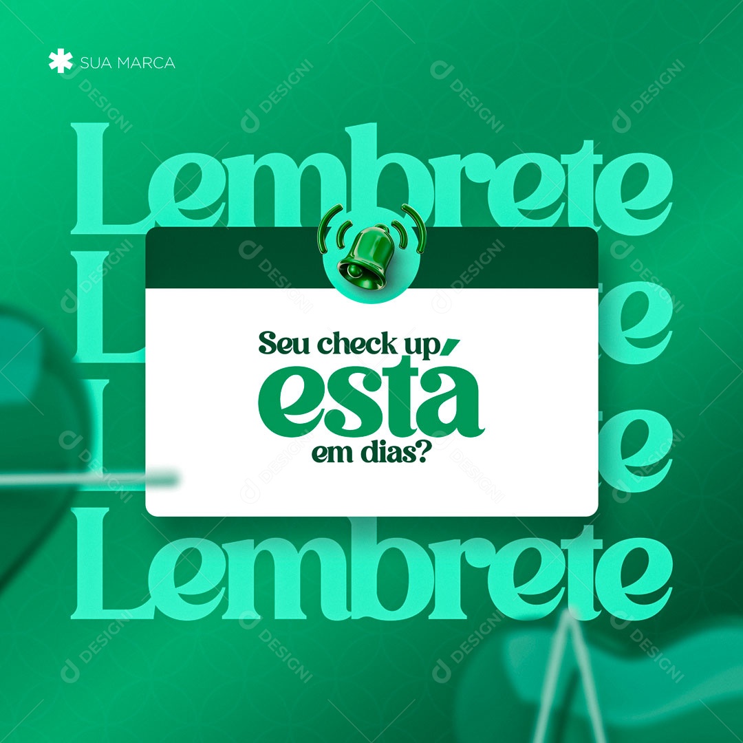 Lembrete Clínica Médica Seu Check Up está em Dias? Social Media PSD Editável