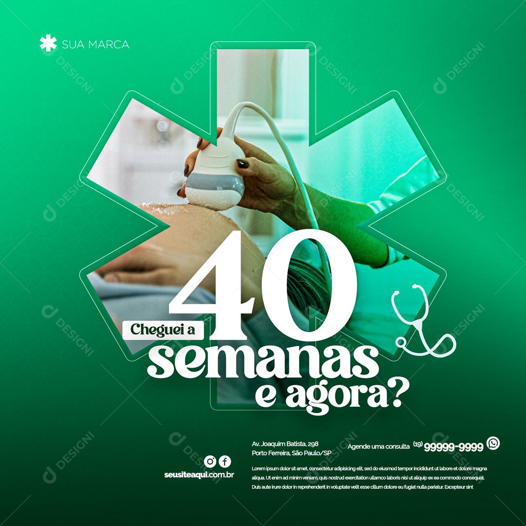 Social Media Medical Clinic 40 Weeks What Now? Editable PSD