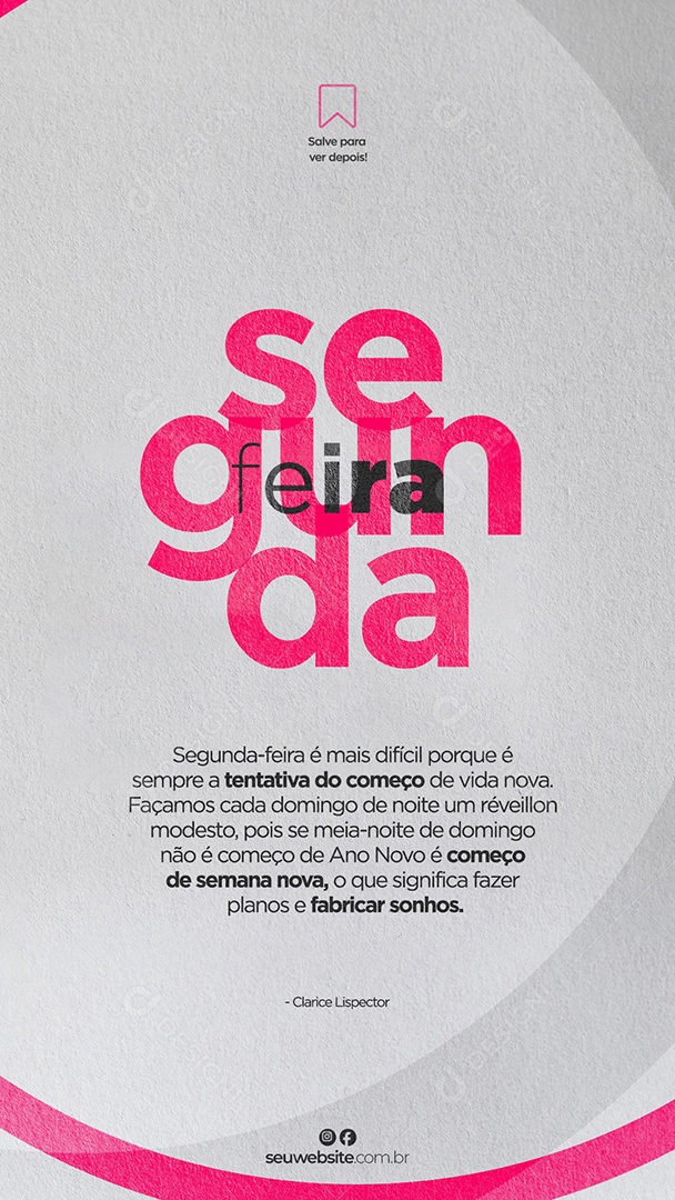 Story Segunda Feira Frase Motivacional Social Media PSD Editável