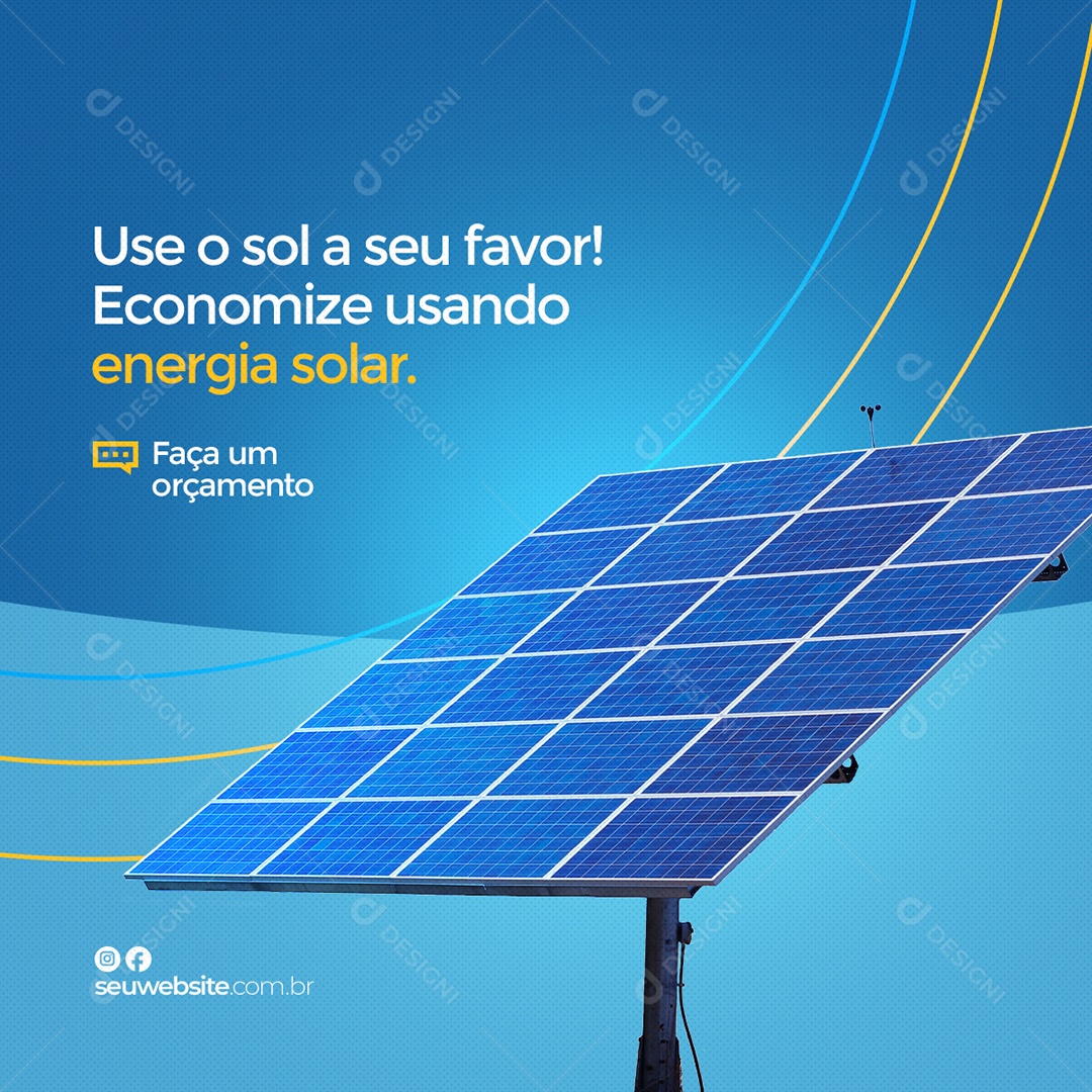 Uso o Sol a Seu Favor Economize Usando Energia Solar Social Media PSD Editável
