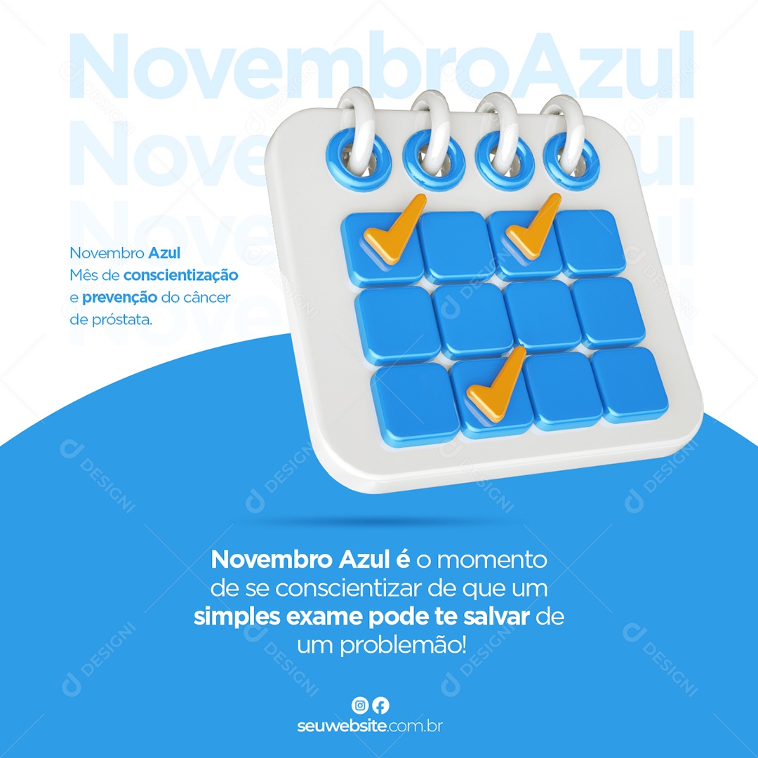 Novembro Azul Mês de Prevenção ao Câncer de Próstata Social Media PSD Editável