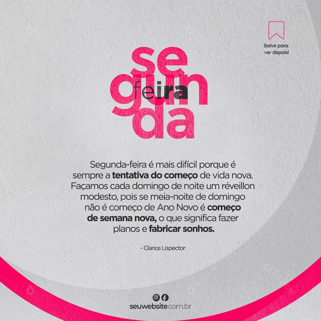 Segunda Feira Frase Motivacional Social Media PSD Editável