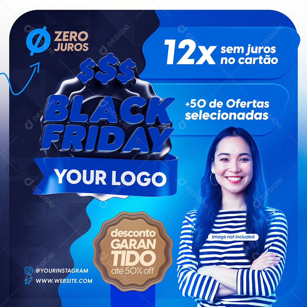 Black Friday Dividimos Em Até 12X Social Media PSD Editável