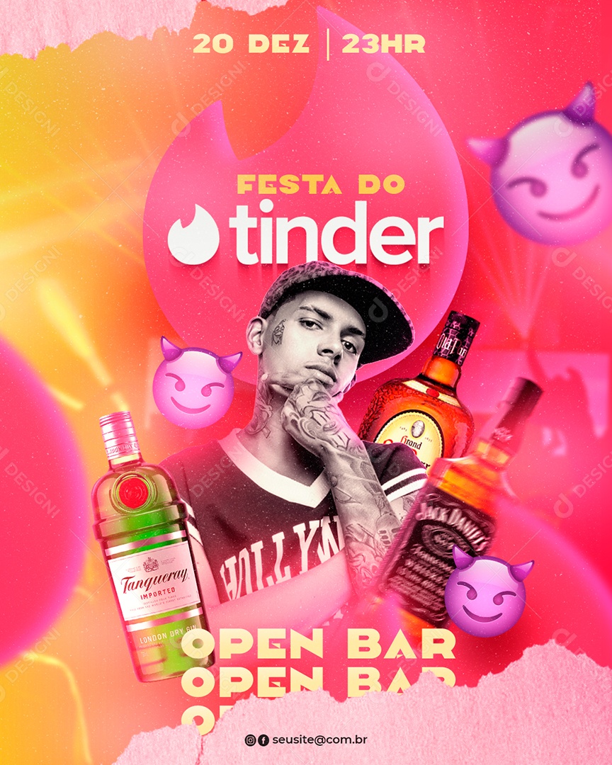 Flyer Festa Do Tinder Shows Social Media PSD Editável