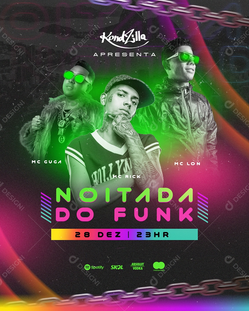Flyer Noitada Do Funk Shows Social Media PSD Editável