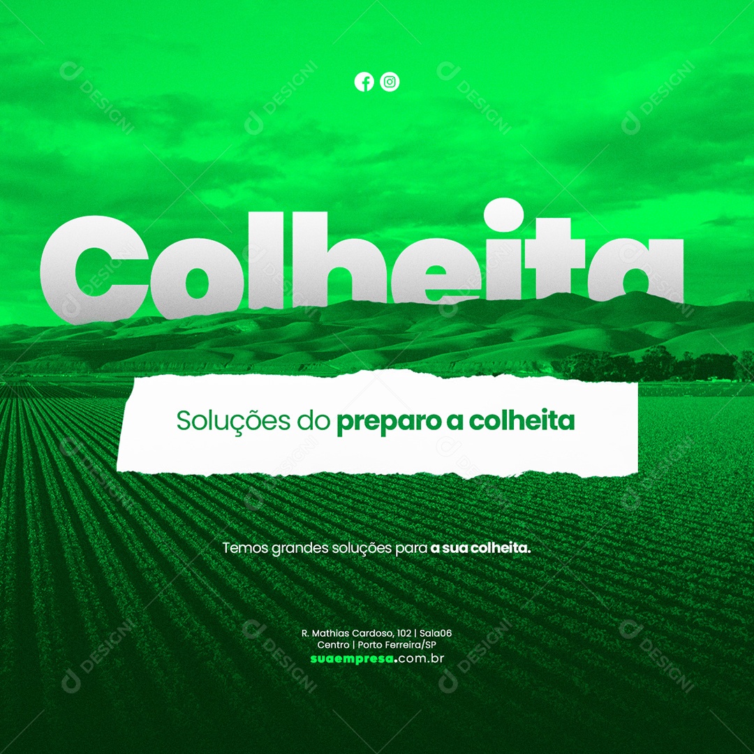 Soluções do Preparo a Colheita Agronegócio Social Media PSD Editável