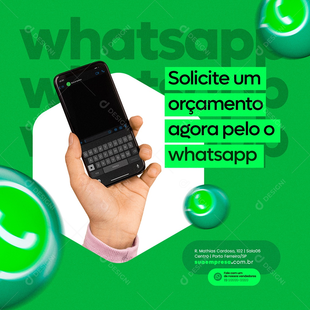 Solicite Um Orçamento Agora Pelo o Whatsapp Agronegócio Social Media PSD Editável