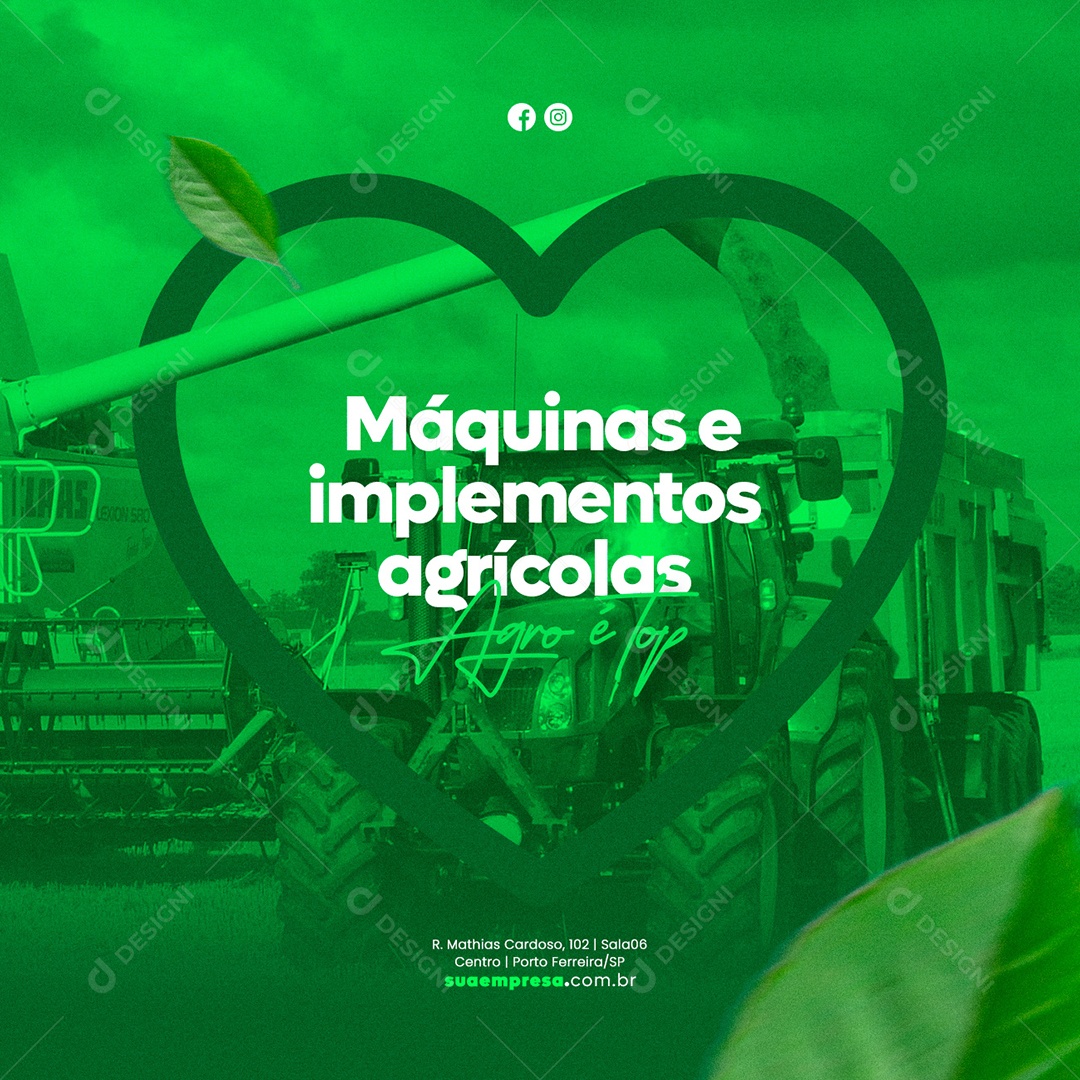 Máquinas e Implementos Agrícolas Agro é Top Agronegócio Social Media PSD Editável