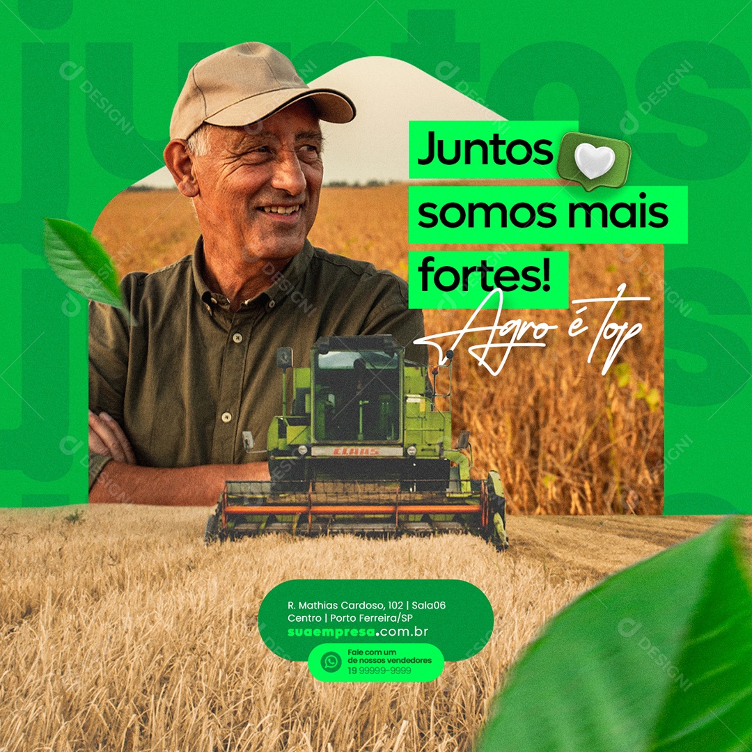 Juntos Somos Mais Fortes Agro é Top Agronegócio Social Media PSD Editável