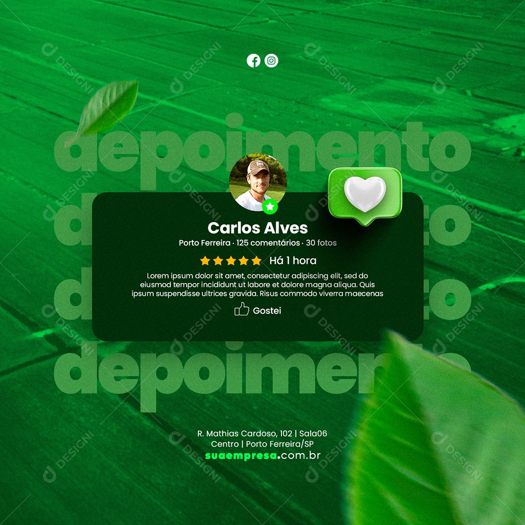 Depoimento Carlos Alves Agronegócio Social Media PSD Editável