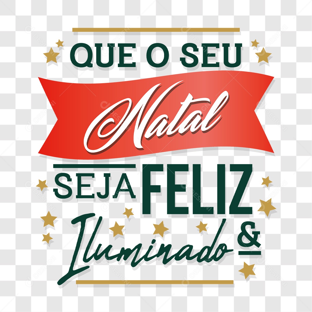 Lettering Que O Seu Natal Seja Feliz e Iluminado EPS + PNG