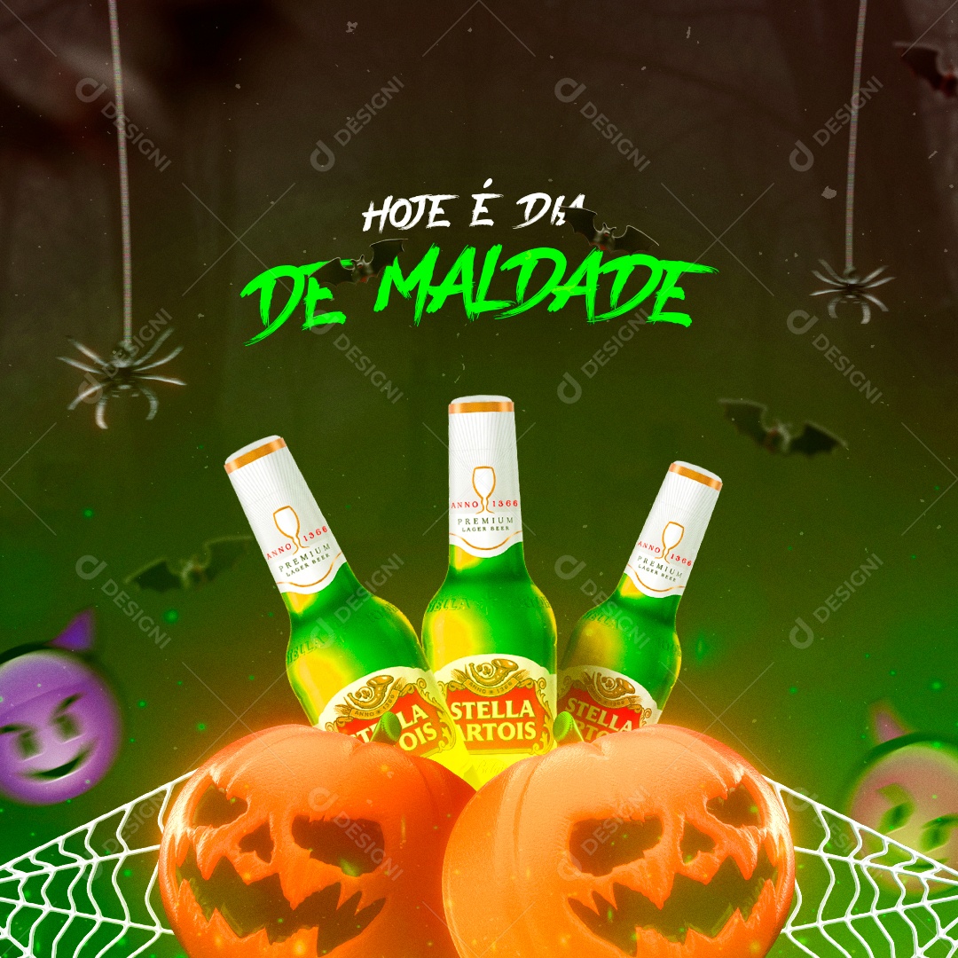 Hoje é Dia de Maldade Distribuidora Halloween Stella Artois Social Media PSD Editável