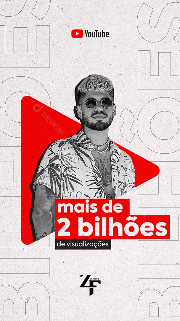 Story Mais de 2 Milhões de Visualizações Youtube Zé Felipe Flyer Social Media PSD Editável