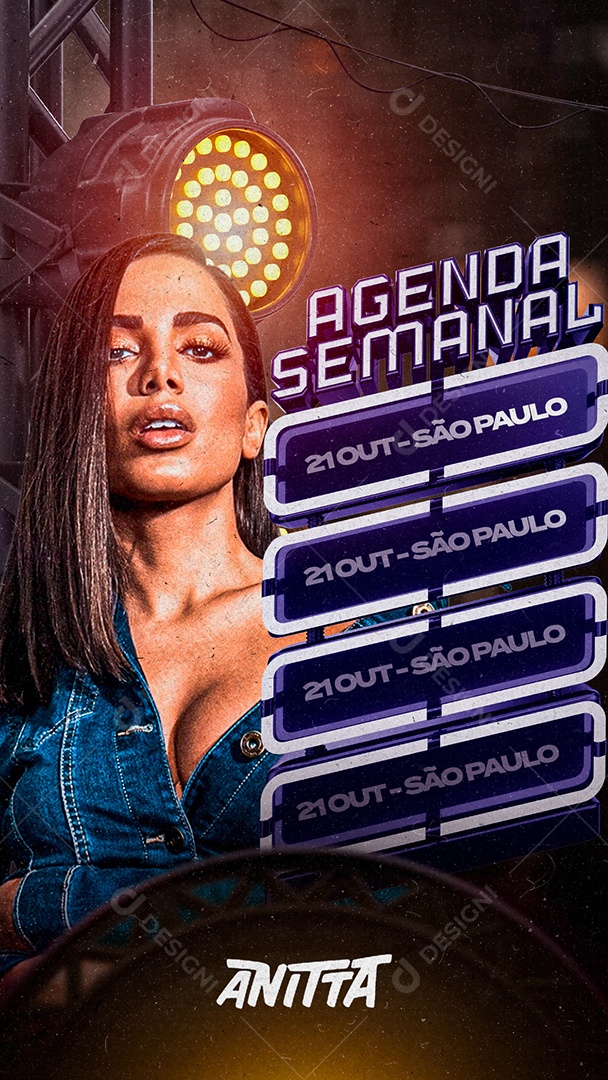 Story Agenda Semanal Anitta Flyer Social Media PSD Editável