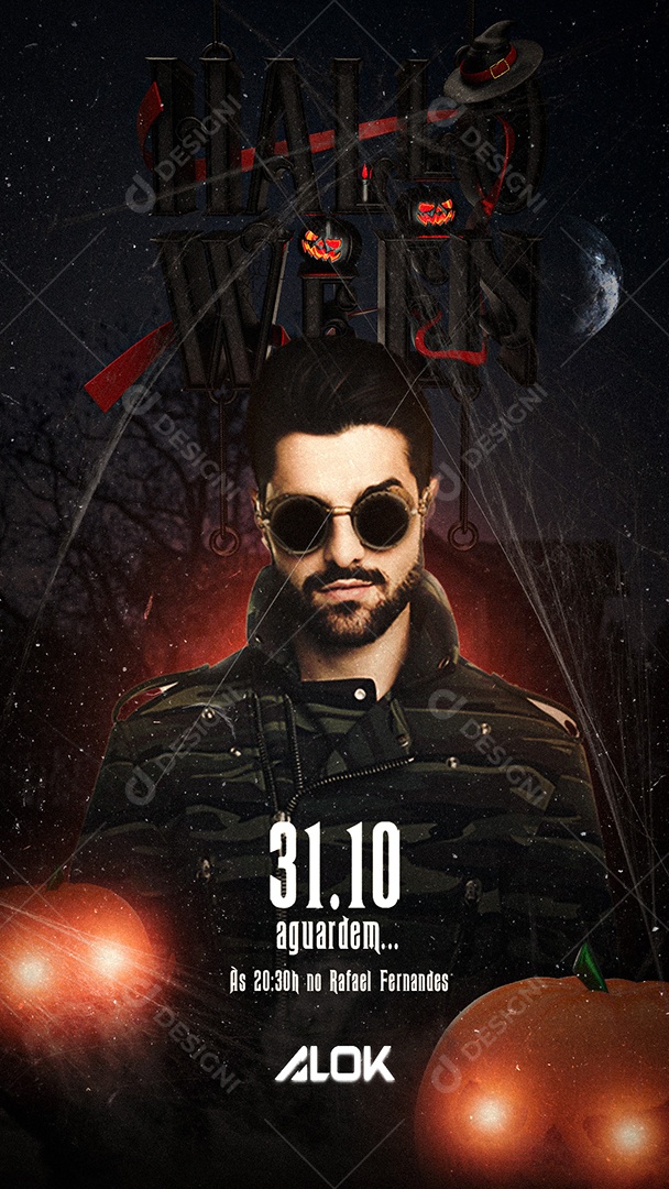 Story Halloween Dj Alok Flyer Eletrônico Social Media PSD Editável