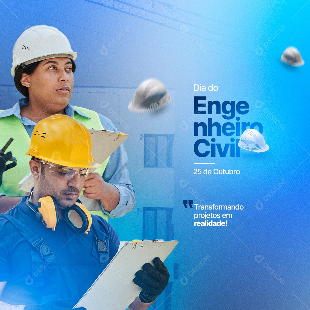 Transformando Projetos em Realidade Dia do Engenheiro Civil Social Media PSD Editável