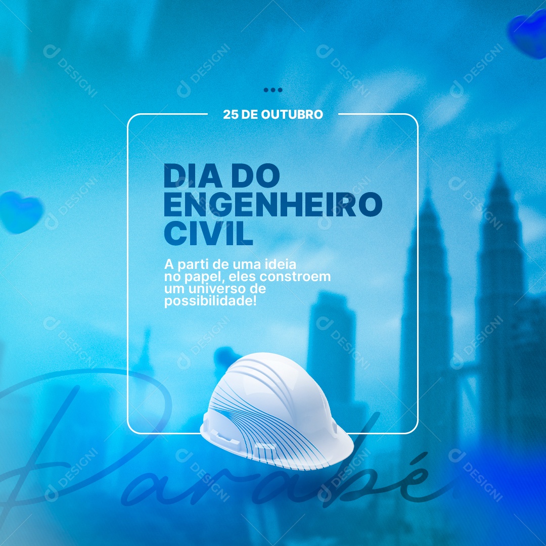A Partir de Uma Ideia no Papel Dia do Engenheiro Civil Social Media PSD Editável