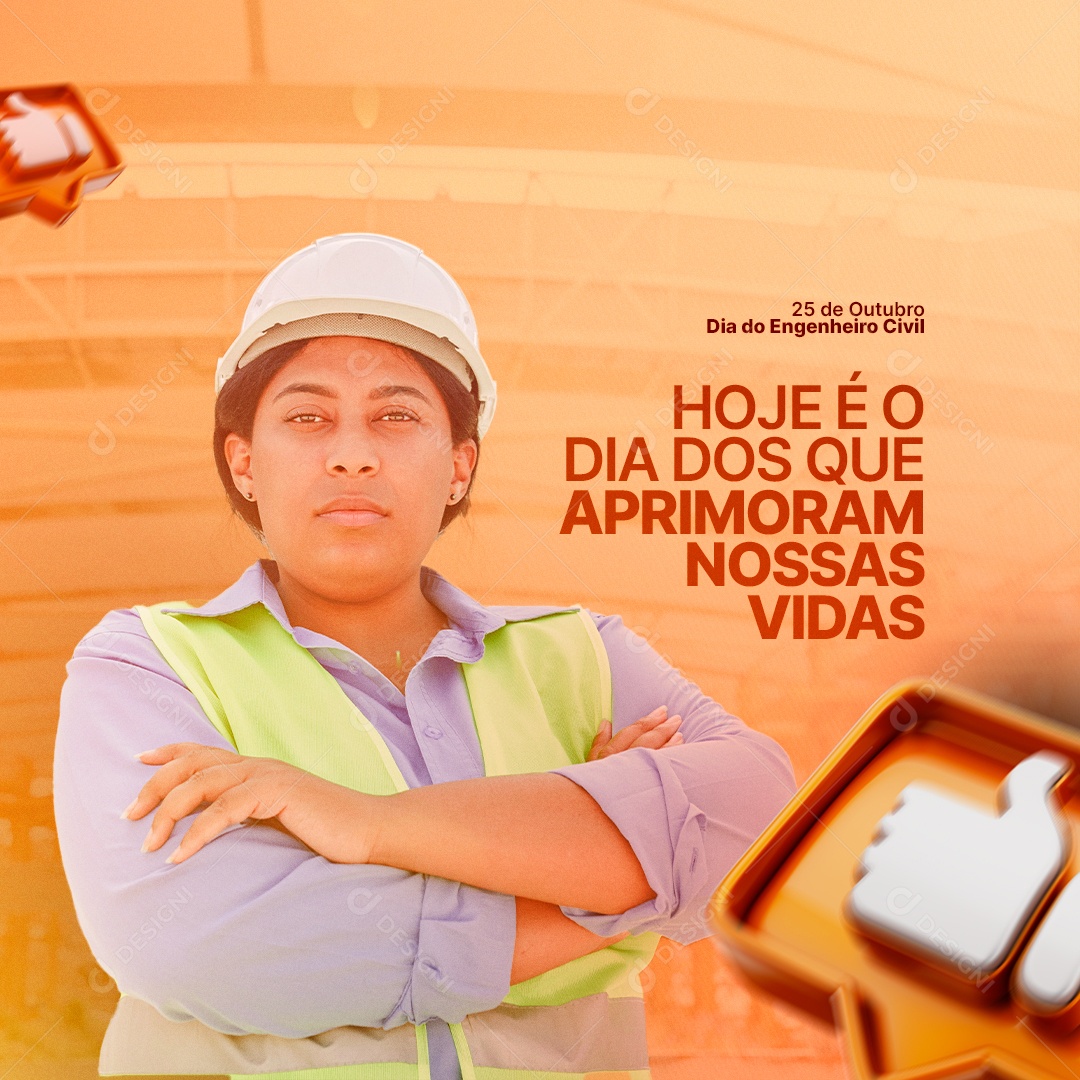 Hoje é o Dia dos Que Aprimoram Nossas Vidas Dia do Engenheiro Civil Social Media PSD Editável