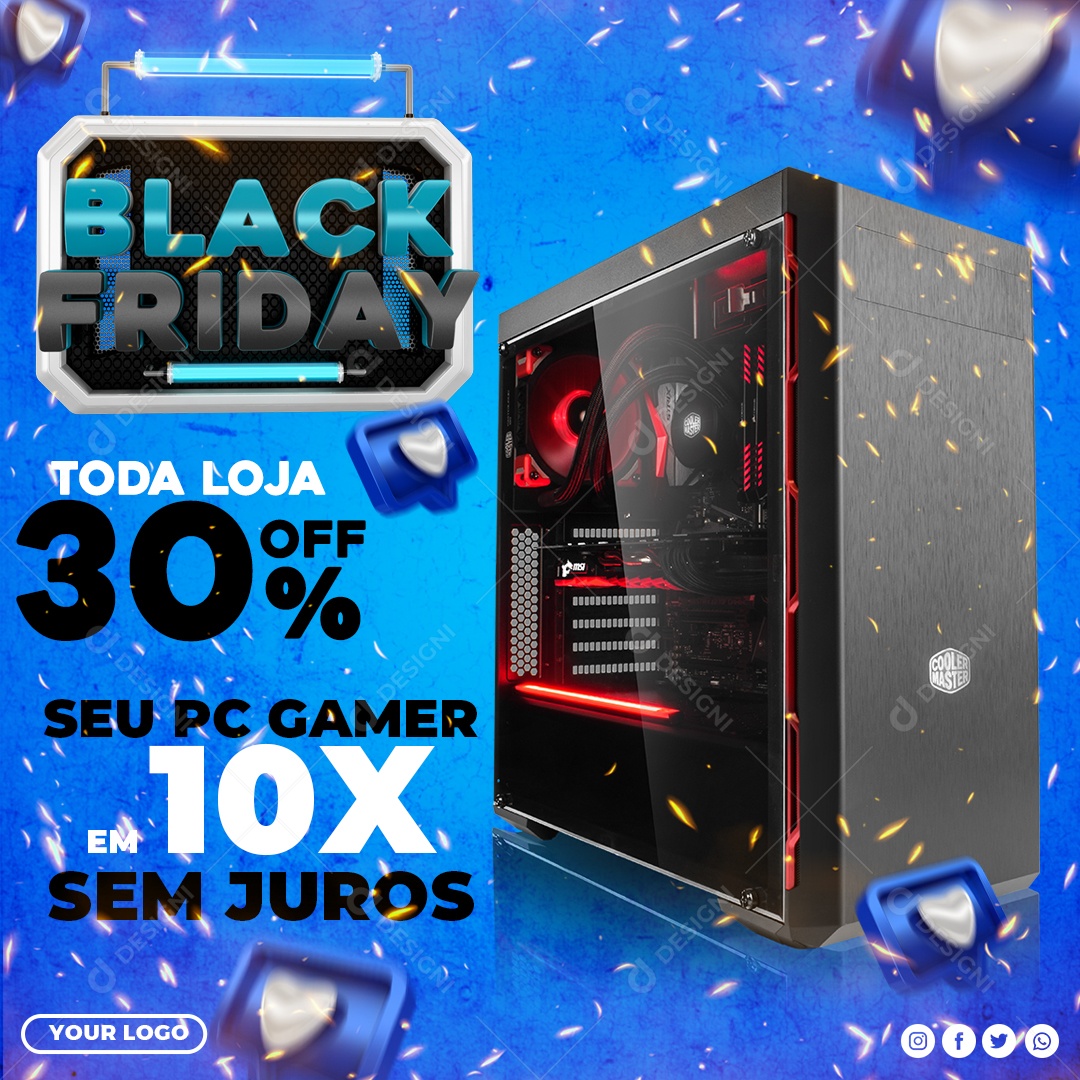 Black Friday Promoções Em Computadores Social Media PSD Editável