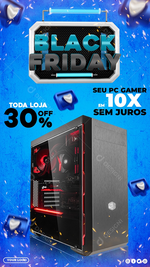 Black Friday Promoções Em Computadores Social Media PSD Editável