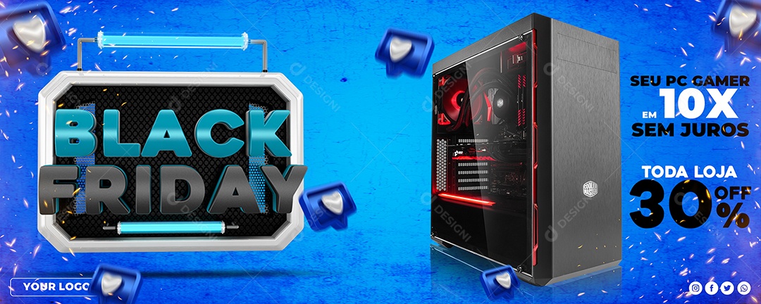 Banner Black Friday Promoções Em Computadores Social Media PSD Editável