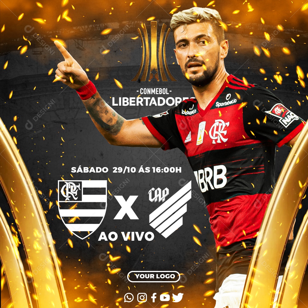 Campeonato Libertadores Flamengo VS Athletico Paranaense Social Media PSD Editável