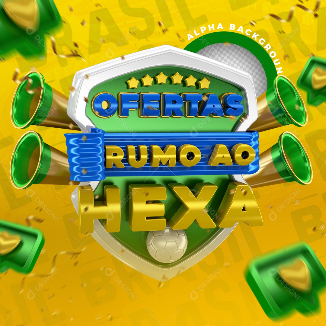 Selo 3D para Composição Ofertas Rumo Ao Hexa PSD