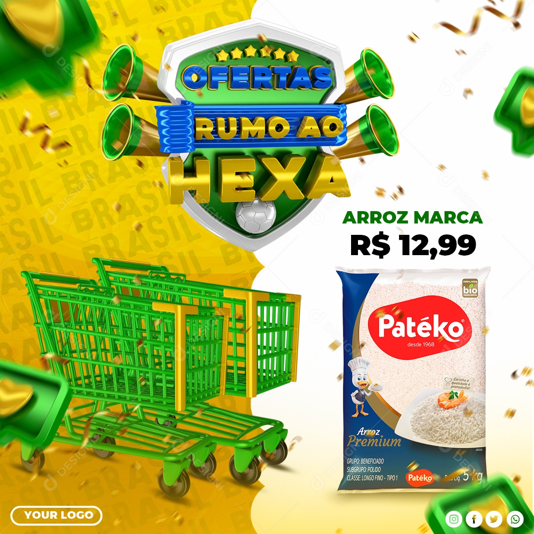 Promoções Rumo Ao Hexa Venha Aproveitar Social Media PSD Editável
