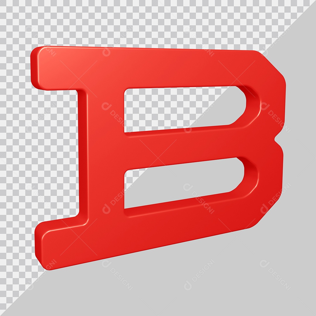 Elemento 3D Para Composição Letra B Vermelha PSD