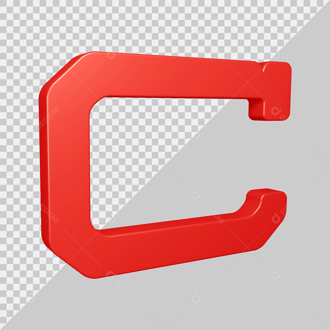 Elemento 3D Para Composição Letra C Vermelha PSD