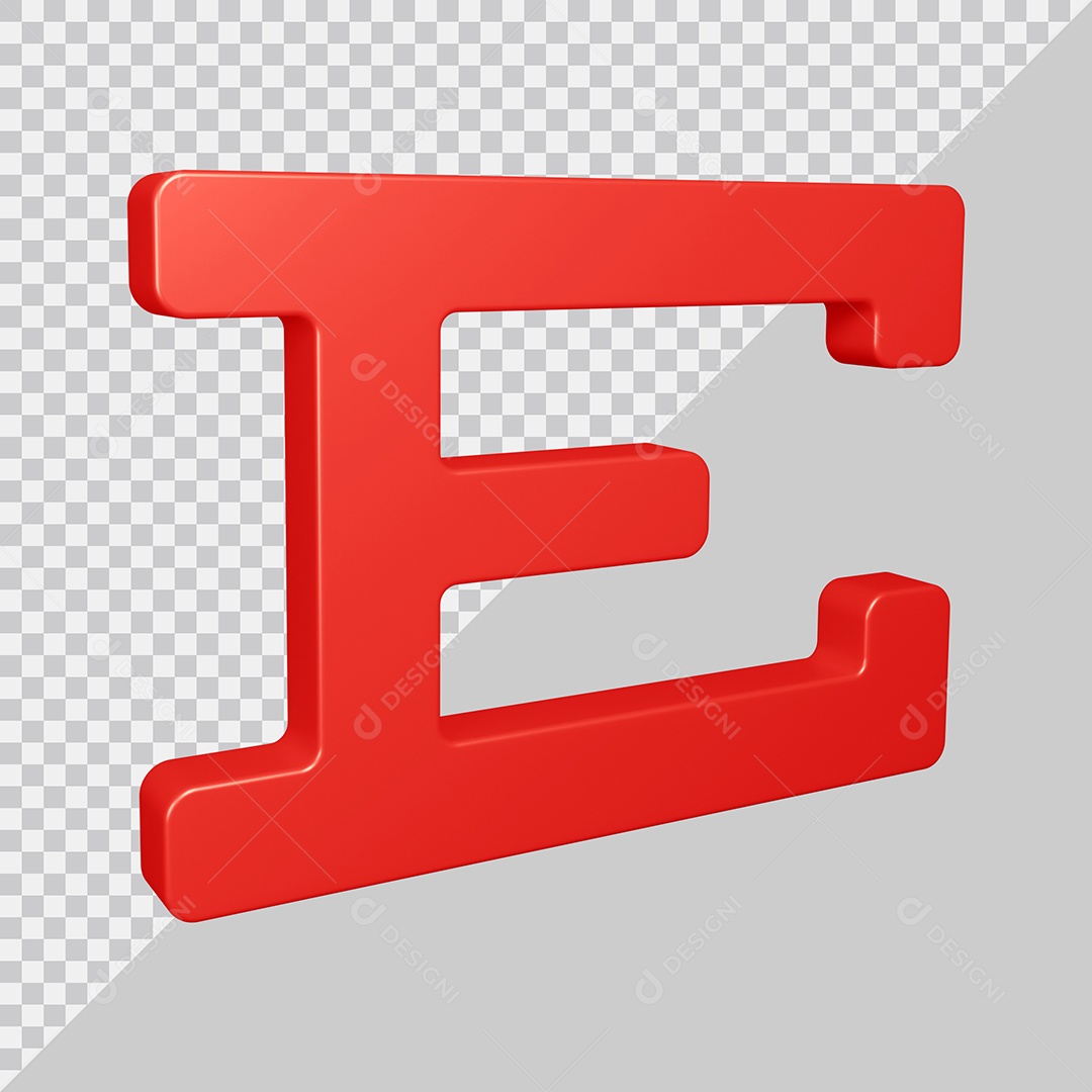 Elemento 3D Para Composição Letra E Vermelha PSD