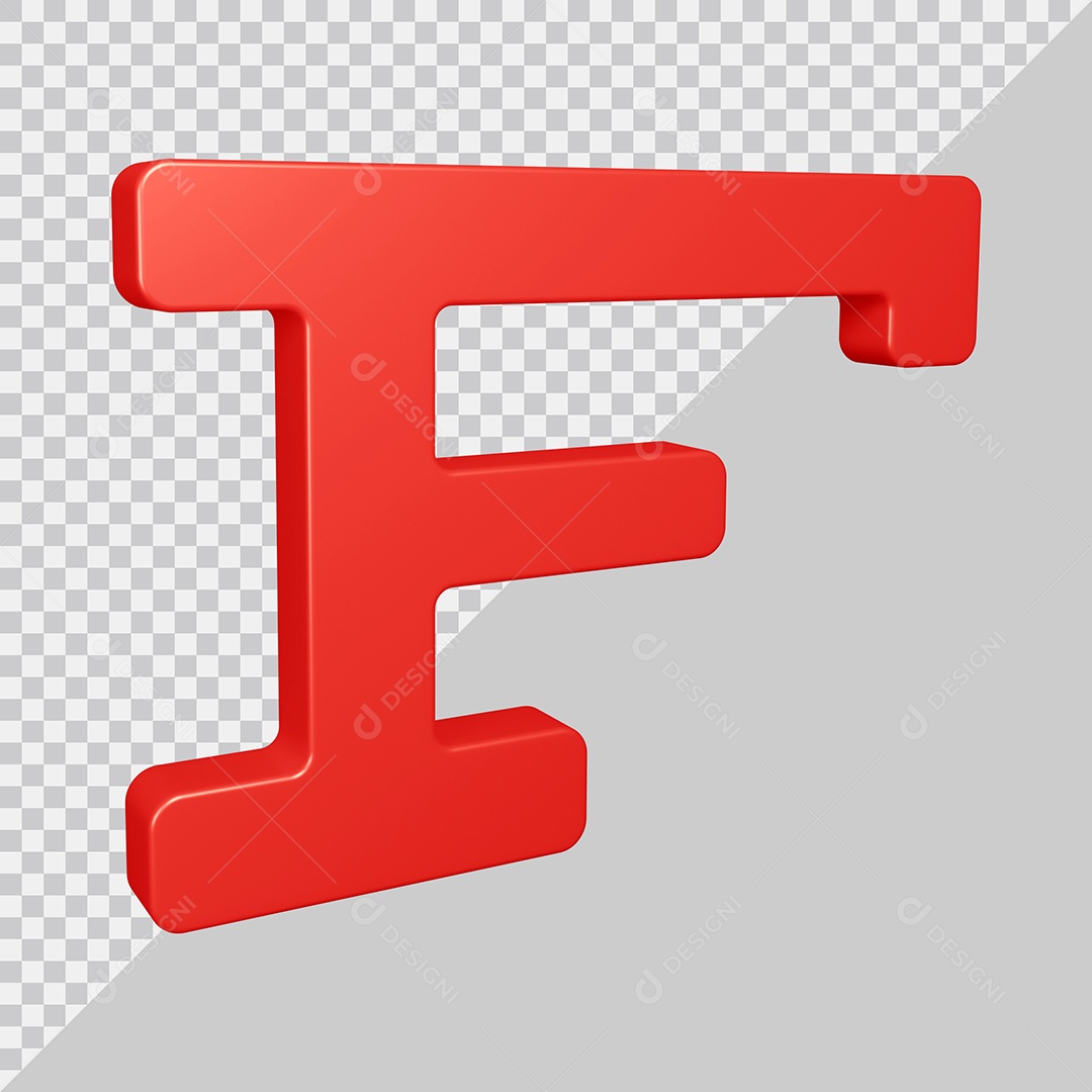 Elemento 3D Para Composição Letra F Vermelha PSD