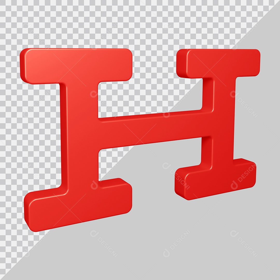 Elemento 3D Para Composição Letra H Vermelha PSD
