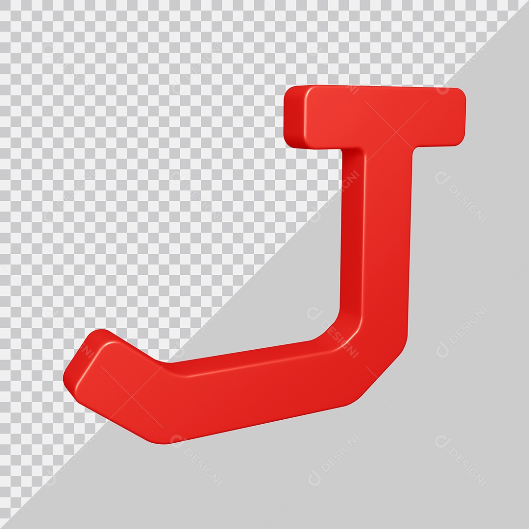 Elemento 3D Para Composição Letra J Vermelha PSD