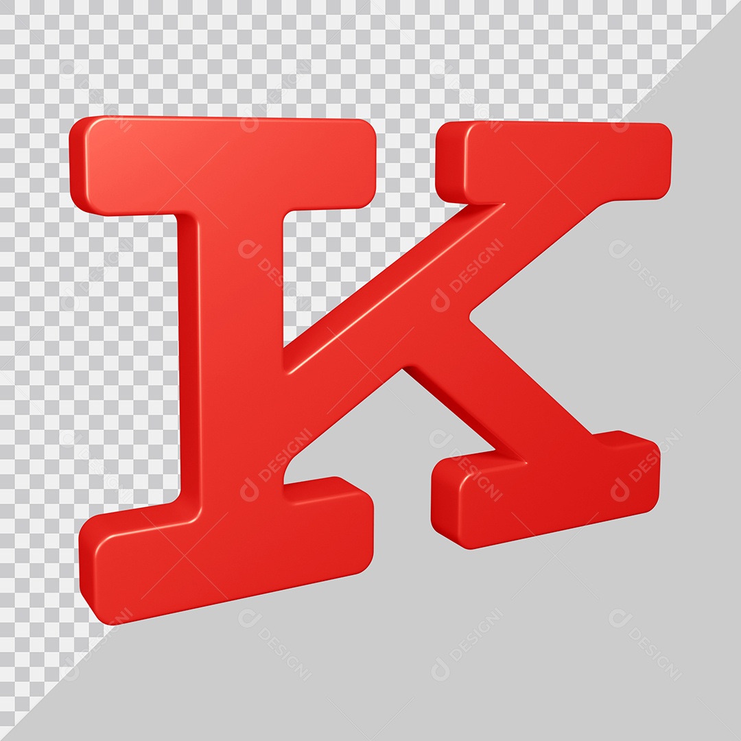 Elemento 3D Para Composição Letra K Vermelha PSD