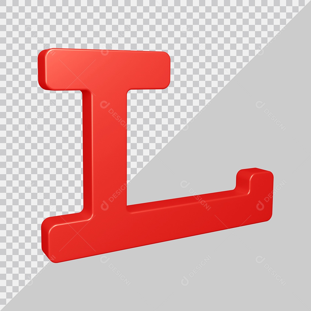 Elemento 3D Para Composição Letra L Vermelha PSD