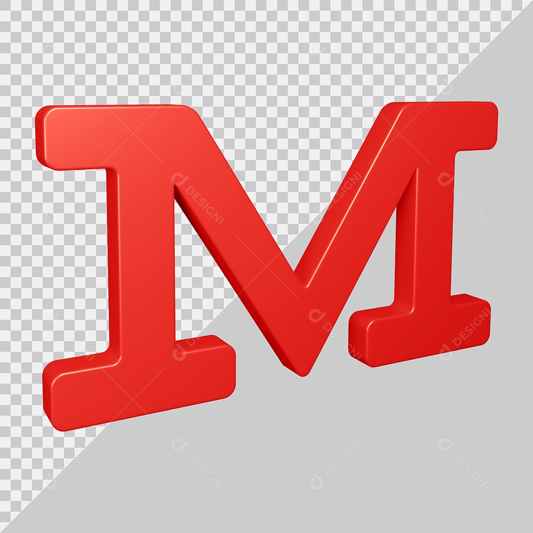 Elemento 3D Para Composição Letra M Vermelha PSD