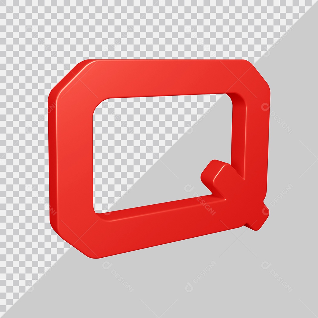 Elemento 3D Para Composição Letra Q Vermelha PSD