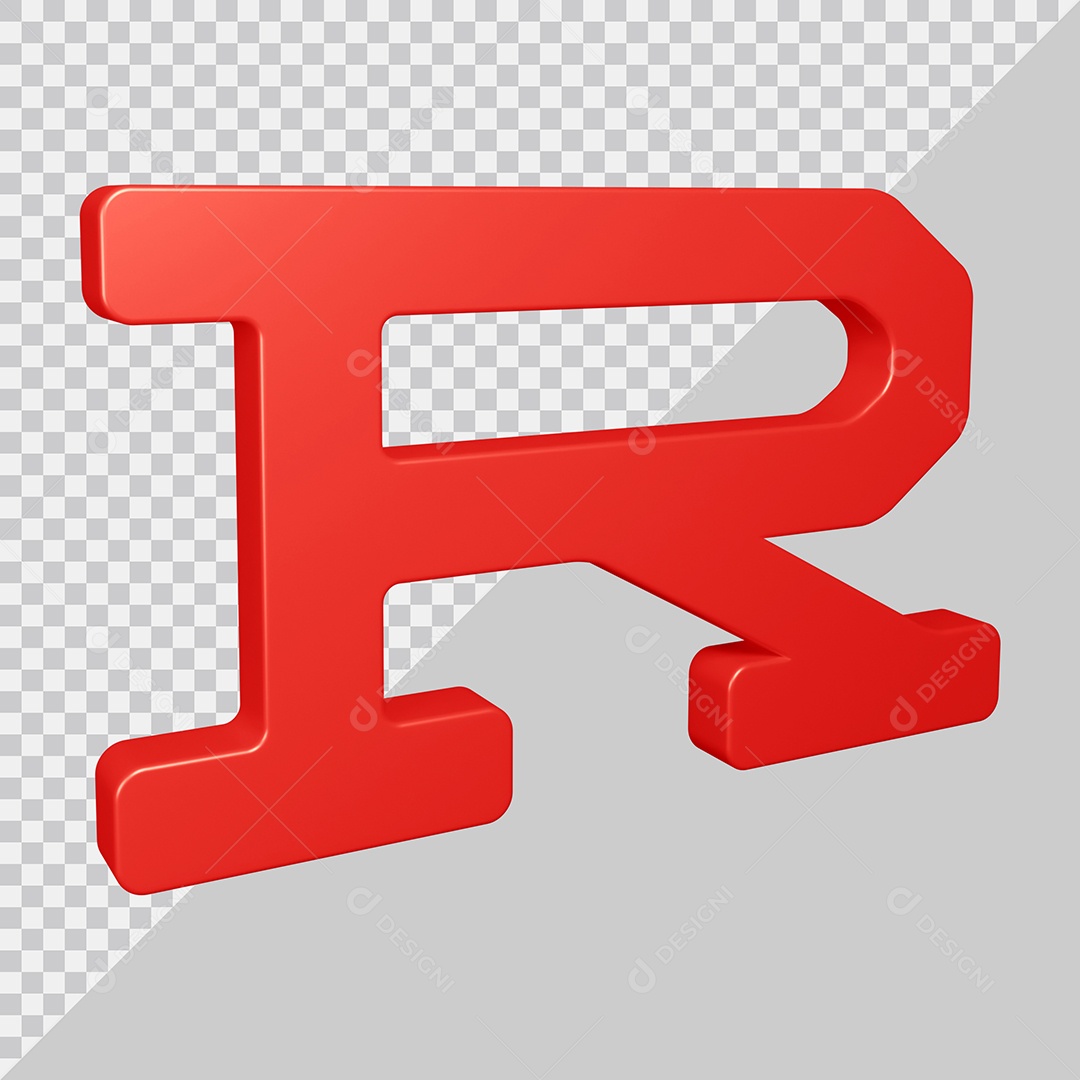 Elemento 3D Para Composição Letra R Vermelha PSD