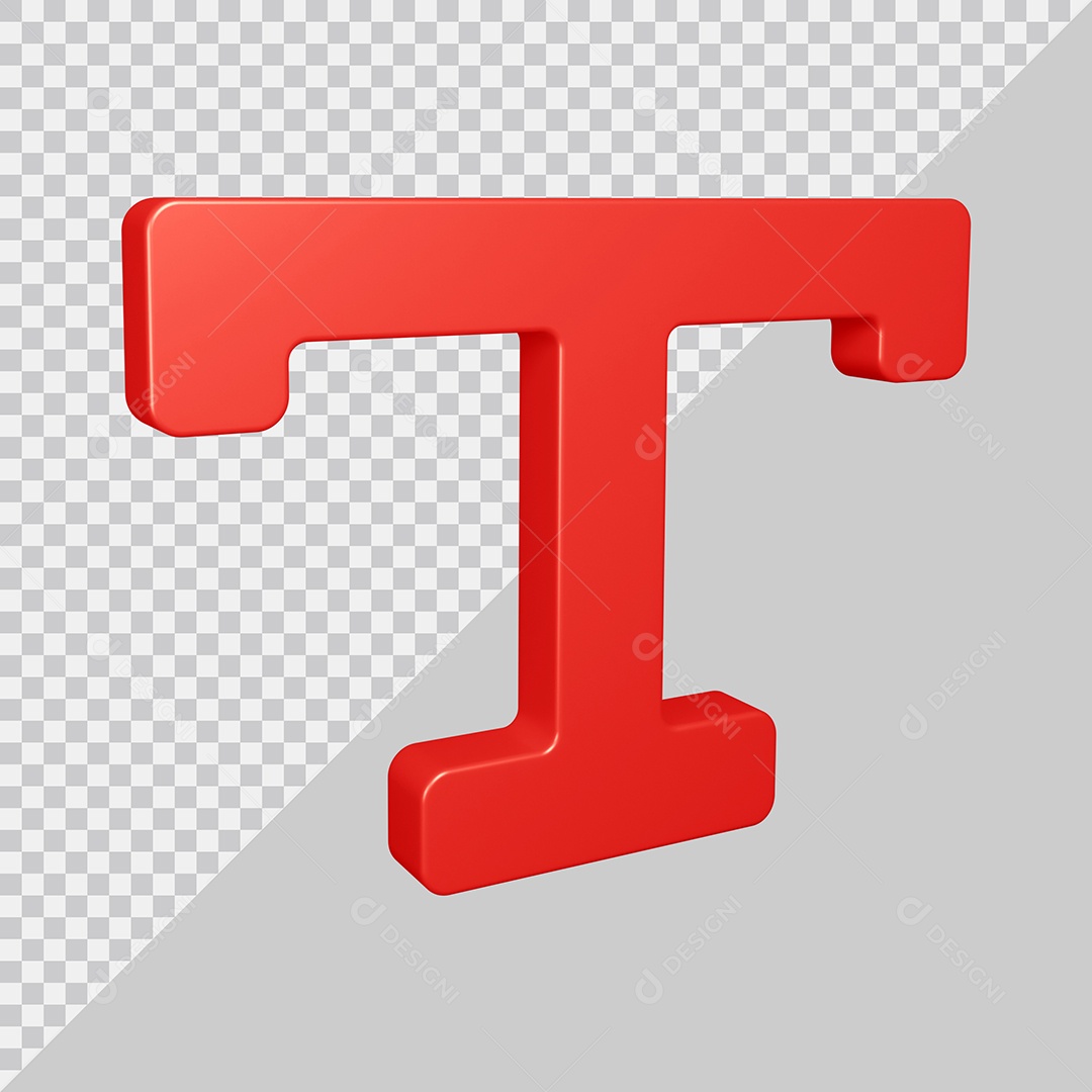 Elemento 3D Para Composição Letra T Vermelha PSD