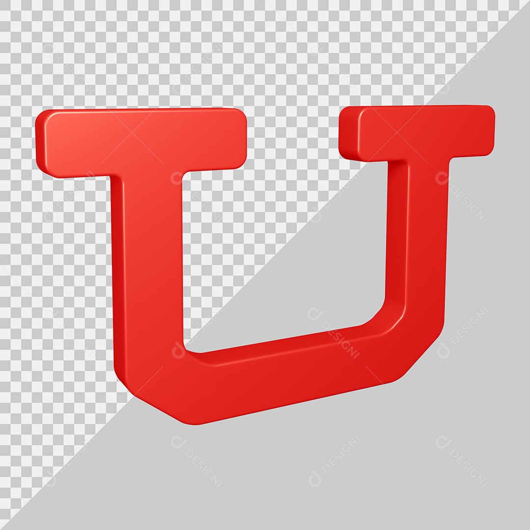 Elemento 3D Para Composição Letra U Vermelha PSD