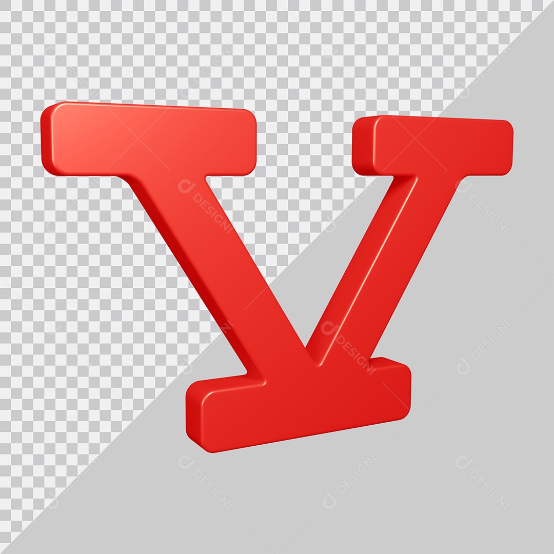 Elemento 3D Para Composição Letra V Vermelha PSD