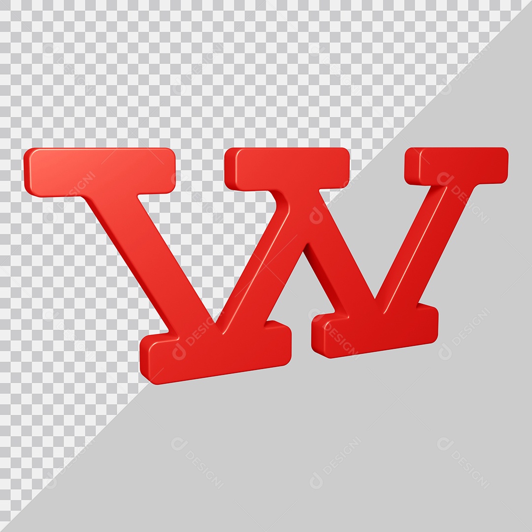 Elemento 3D Para Composição Letra W Vermelha PSD