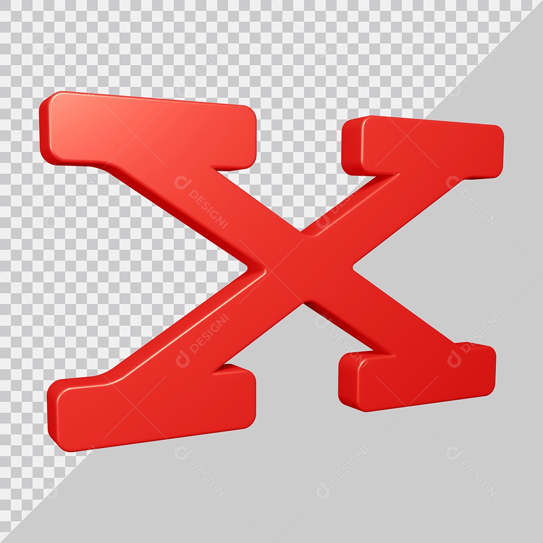 Elemento 3D Para Composição Letra X Vermelha PSD