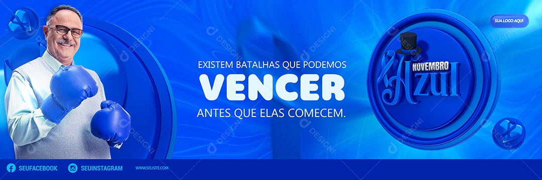Banner Existem Batalhas Que Podemos Vencer Novembro Azul Social media PSD Editável