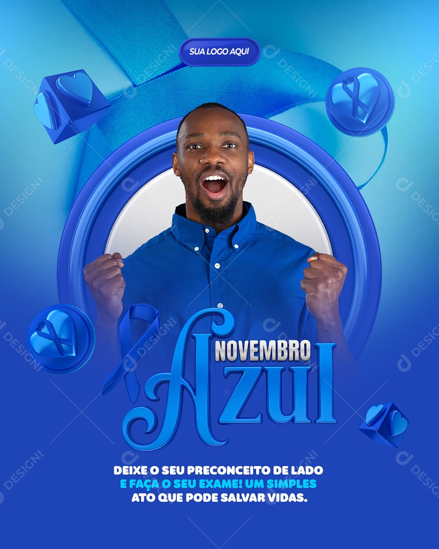 Deixe o Seu Preconceito de Lado Novembro Azul Social Media PSD Editável