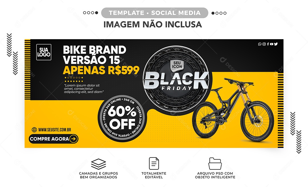 Banner Bike Brand Versão 15 Black Friday Lojas de Bike Social Media PSD Editável